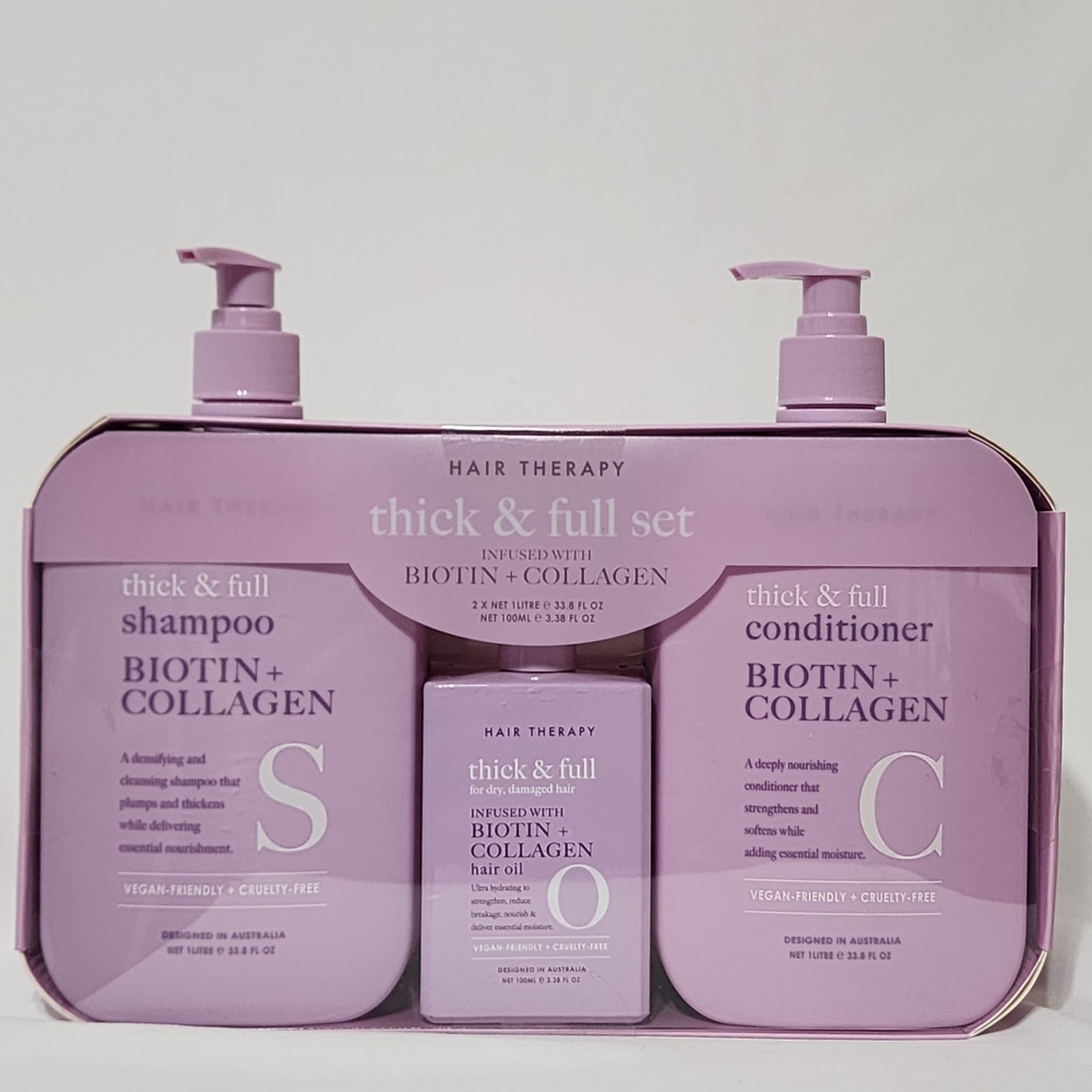 Hair Therapy Thick And Full Set. Shampoo, Conditioner And Hair Oil